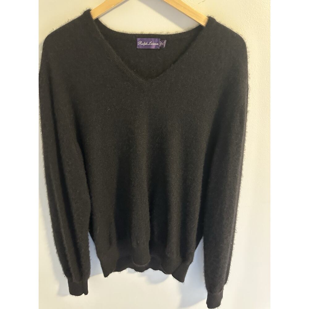 Ralph Lauren Purple Label Cashmere Sweater Black V Neck Luxury Soft Men’s XL